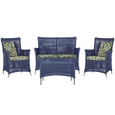 Imagem de Jogo Sofá E 2 Poltronas E Mesa Igapó Fendi E5 Trama Original Azul