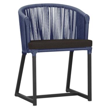 Imagem de Cadeira De Jantar Noronha Alumínio Preta E9 Trama  Azul