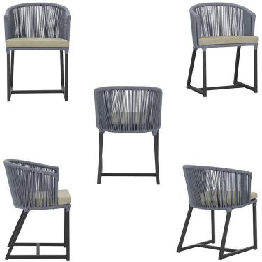 Imagem de Mesa Com 4 Cadeiras E Noronha Estofado 7 Trama Original Prata