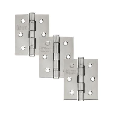 Imagem de Dobradiça Para Porta Silvana Com Rolamento 882 Embutir 35kg Inox 304 Escovado Com 3 Unidades