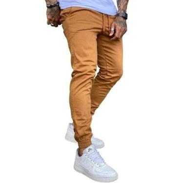 Imagem de Calça Jeans Jogger Masculina Jogguer Sarja Cores Preta,Caramelo,Vinho 