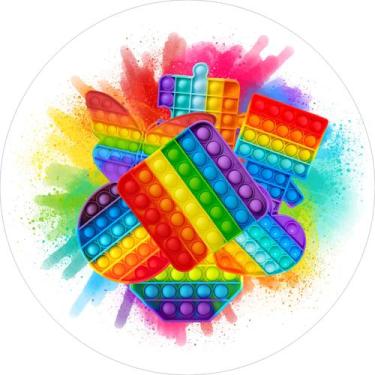 Imagem de Painel de Lona Redondo Pop It Formas Diversas Explosão de Cores - Fabr