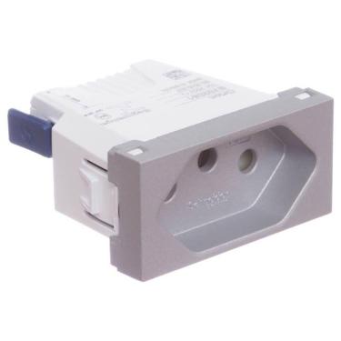 Imagem de Módulo Tomada 2 Pinos + Terra 10 Amperes 250 Volts Borne Automático Alumínio Orion S70205174 Sch