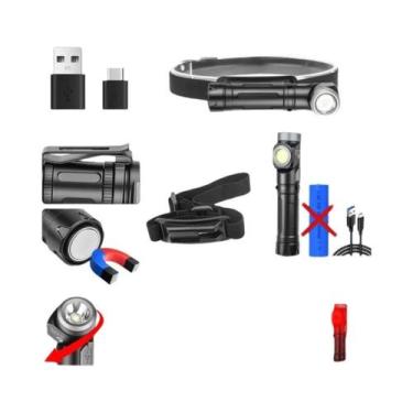 Imagem de Lanterna De Cabeça LED COB Recarregável Em Liga De Alumínio À Prova d'