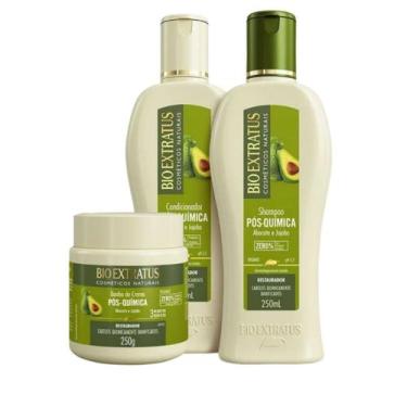 Imagem de Kit Bio Extratus Pós Quimica shampoo 250ml + condicionador 250ml + ban
