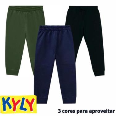 Imagem de Calça Moletom Infantil Flanelada Punho 01 ao 16 Kyly, 16, Preto