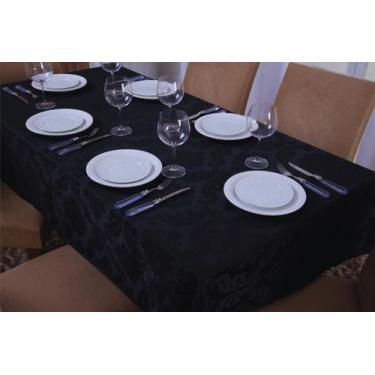 Imagem de Toalha de mesa quadrada preta 1,35x1,50 - Tecido Jacquard - Bf Confecc
