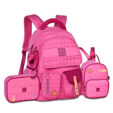 Imagem de Mochila Lancheira E Estojo Escolar Feminino Detalhe Pelúcia - Clio Sty