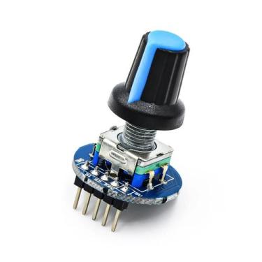 Imagem de Módulo Sensor Rotativo Arduino EC11 Com Potenciômetro Redondo E Tampa 