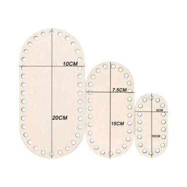 Imagem de Base De Cesto De Crochê Inacabada Em Madeira De Álamo, Conjunto De 3 P