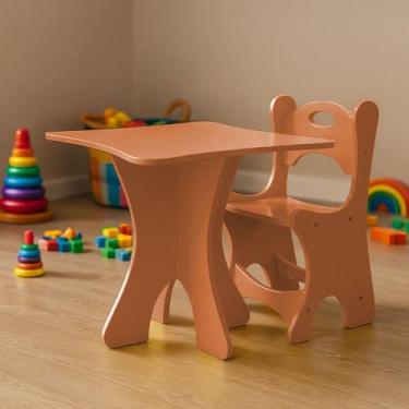 Imagem de Mesa Infantil com Cadeira Elise para Criança Atividade Escola Creche M