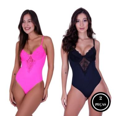 Imagem de Kit 2 Body Feminino Renda Sem Bojo Alça Fina Decotado Sensual- C2 KIT 