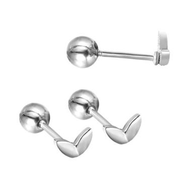 Imagem de Brincos De Aço Inoxidável Mini, Fofos, Com Formato De Coração, Borbole