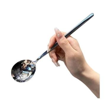 Imagem de Colher De Sopa De Aço Inoxidável Com Cabo Longo Estilo Coreano Para Ho