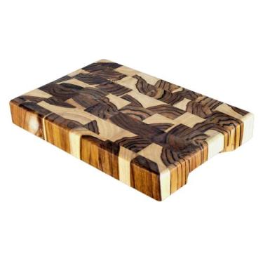 Imagem de Tábua de Carne Churrasco Cozinha em Madeira Teca Invertida 30x20x4cm -