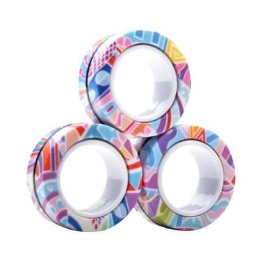 Imagem de Conjunto De Anéis Magnéticos Coloridos Fidget Spinner Para Adultos 3 P