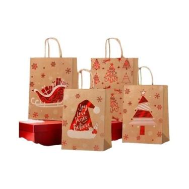 Imagem de Sacolas De Presente De Natal Com Alças, 4 Modelos, Sacolas De Papel Kr