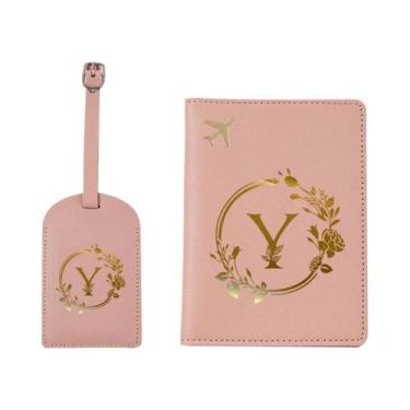 Imagem de Capa De Passaporte Em Couro Com Letras Douradas Impressas, Carteira De