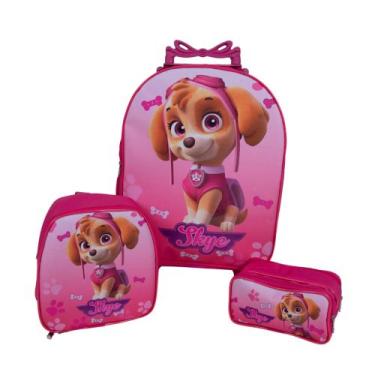 Imagem de Kit Mochila Infantil Skye Patrulha Canina Rosa