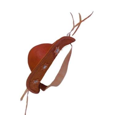 Imagem de Chapéu CANGACEIRO LAMPIÃO INFANTIL  Nordestino Couro Puro Rígido Alça 