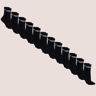Imagem de Kit 12 Pares Meia Topper Para Treino e Corrida, Preto, 39 a 44