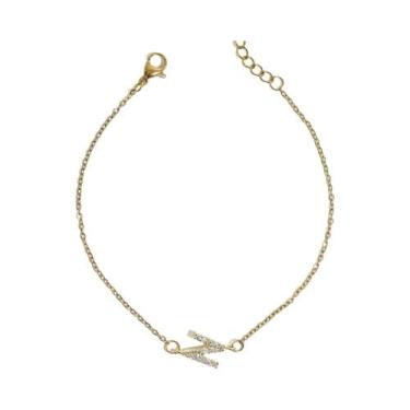 Imagem de Pulseira Feminina Banhada a Ouro Com Iniciais, Joia De Aço Inoxidável 