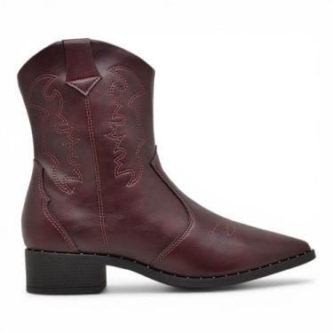 Imagem de Bota Beira Rio Western Cano Curto Feminina Texana -, Marrom, 37