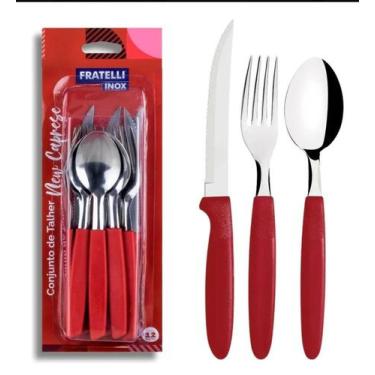 Imagem de Conjunto De Talheres Inox C 12 Peças/ Vermelha - FRATELLI