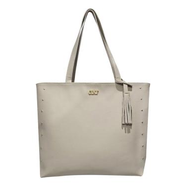 Imagem de Bolsa Sacola Feminina Grande De Ombro Universitária Reforçada Marfim