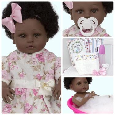 Imagem de Bebê Reborn Negra Princesa Corpo Vinil Siliconado Acessórios - Cegonha