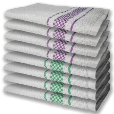 Imagem de 8 Panos De Prato Atoalhado Felpudo Premium 4 Roxo 4 Verde - TOALHAS SH