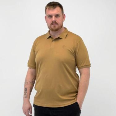 Imagem de Camisa Polo Gangster Plus Size Básica Manga Curta Masculina, G1, Camel