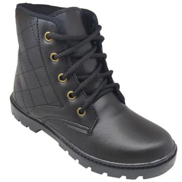 Imagem de Bota Infantil Feminina Coturno Preta Botinha Gibizinho, Preto, 34
