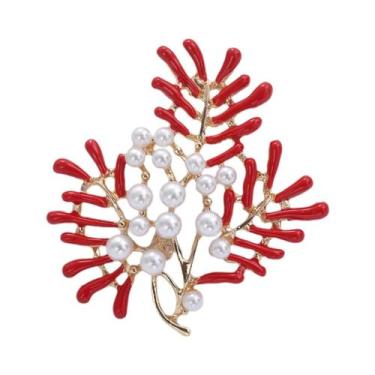 Imagem de Broche De Estrela-do-mar Esmaltado Unissex Feminino Com Pérola E Conch