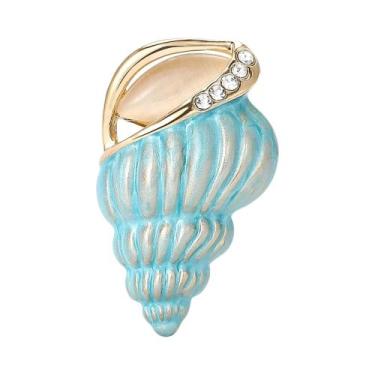 Imagem de Broche De Estrela-do-mar Esmaltado Unissex Feminino Com Pérola E Conch