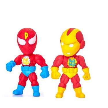 Imagem de Kit 2 Bonecos Super Heróis Articulados 17cm Vinil Macio Atóxico Vingad