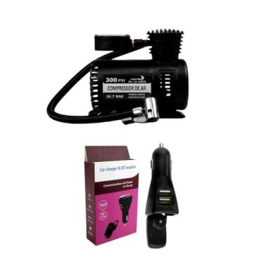 Imagem de Mini Compressor De Ar Automotivo 300psi + Carregador Veicular e Fone B