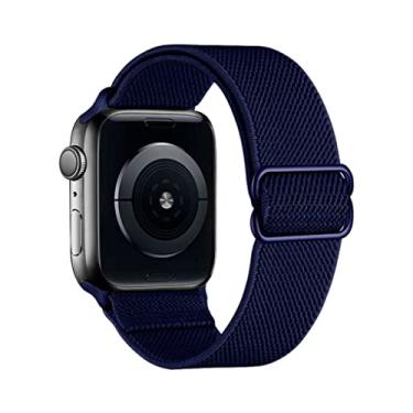 Imagem de Pulseira Nylon Solo Elástica Compatível com Apple Watch (42/44/45, Azul Marinho)