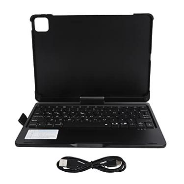 Imagem de 01 02 015 Teclado sem fio, teclado touchpad dobrável recarregável com luz de fundo LED para computador para tablet (preto)