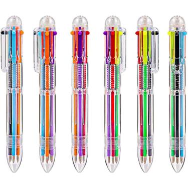 Imagem de Caneta esferográfica multicolorida 6 em 1 de 0,5 mm, 6 cores, canetas esferográficas retráteis para escritório, escola, estudantes, crianças, presente (pacote com 12)