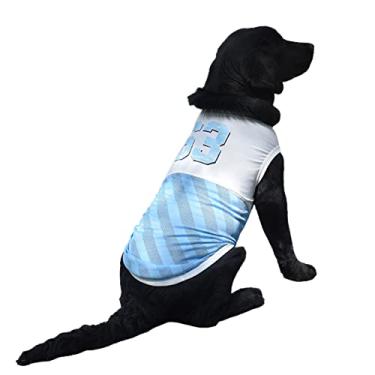 Imagem de JENPECH Roupas para cães secagem rápida gola redonda camiseta para animais de estimação verão roupas para cães grandes para passear azul celeste 2GG