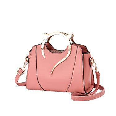Imagem de Bolsa transversal feminina com alça superior bolsa de couro moderna bonita bolsa de ombro, rosa