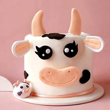 Imagem de JeVenis Cute Cow Cake Decoration Farm Animal Birthday Cake Topper Cow Cake Topper for Farm Animal Baby Shower Birthday Party Decorations