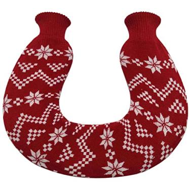 Imagem de Garrafa de água quente de PVC em forma de U Saco de água quente com capa macia para cólicas menstruais, alívio da dor no pescoço e ombro para compressas de calor, aquecedor de cama e aquecedores de pés, vermelho 2.1000 ml