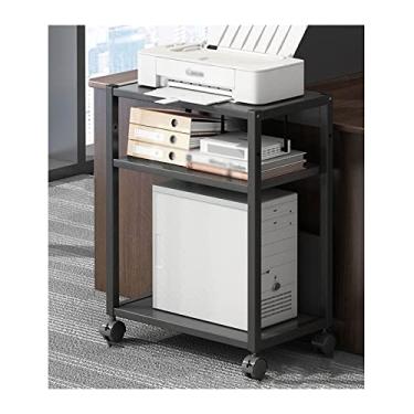 Imagem de Suporte de impressora multicamadas suporte de impressora móvel com rolamento de armazenamento para mesa de chão suporte de host de PC suporte de armazenamento ajustável rack sobre rodas para materiais de escritório Scanner de fax Impressora de mesa (Cor: