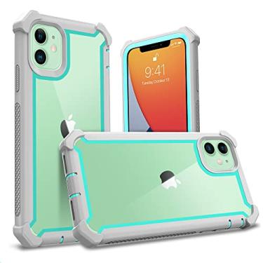 Imagem de Capa à prova de choque com vidro temperado para iphone 13 12 11 Pro Max XR XS MAX 7 8 Plus SE 2020 Capa rígida híbrida robusta, cinza, para iPhone 11