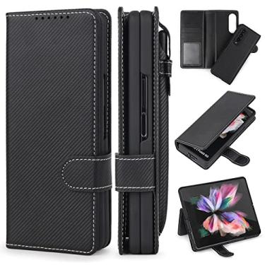 Imagem de Capa para Samsung Galaxy Z Fold 4 Z Fold Separável Caneta Compartimento para Cartão Proteção em Couro PU Capa para Telefone, TB, para Samsung Z Fold 4