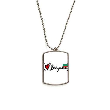 Imagem de DIYthinker I Love Bulgana Bandeira da Palavra Amor Ilustração Coração Corrente de Aço Inoxidável Pingente Colar para Animais de Estimação