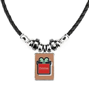Imagem de DIYthinker Colar de Natal com ícone de desenho animado joia Torque pingente de corda de couro