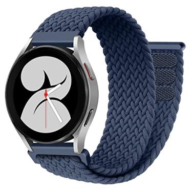 Imagem de Pulseira trançada de 22 mm compatível com Samsung Galaxy Watch de 46 mm para Samsung Galaxy Watch 3 45 mm/Gear S3 Frontier/pulseira elástica clássica ajustável de nylon elástica para mulheres e homens, azul meia-noite
